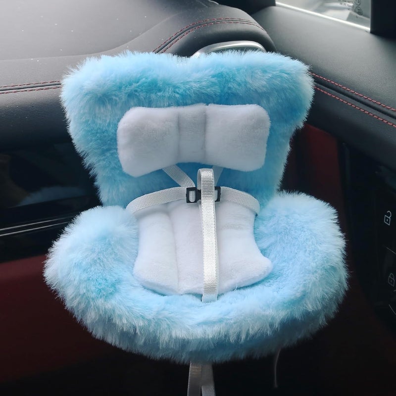 Walant Doll Car Seat Compatible with Labubu, Chair for 10-17cm Dolls - Adjustable Safety Strap, Air Vent Clip & Desktop Stand, Soft Cushion, Cute Car Ornament Gift for Collectors & Fans (Blue Ombre) - Image 1